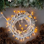 Гирлянда 'Нить' 10 м , IP44, УМС, белая нить, 100 LED, свечение жёлтое, 220 В фото