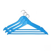 Вешалка одежная, ТМ МД, с нарезами, 44,5 х 23,0 х 1,2 см (3 шт.), голубые Артикул RE05163Bl/3 фото