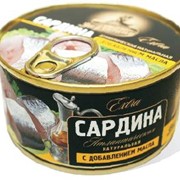Сардина атлантическая натуральная с добавлением масла, ключ 185 гр, Консервы рыбные натуральные фотография