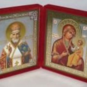 Икона складень малая картина Николай Чудотворец 14, Иверская Божья матерь 2 фото