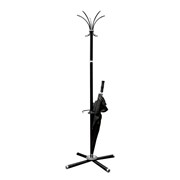 Вешалка-стойка "Классикс-ТМ3", 1,86 м, крестовина 70х70 см, 5 крючков + место для зонтов, металл, черная,