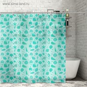 Штора для ванной комнаты «Ракушки», 180×180 см, полиэтилен, цвет зелёный