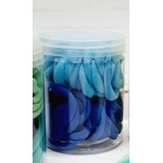 Резиночки для волос в баночке 50 шт диаметр 4 см голубые фотография