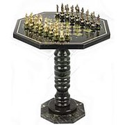 Шахматный стол фигуры Русские на подставках бронза змеевик 60х60х62 см фото
