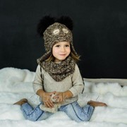 Набор коричевого цвета (шапка+хомут) для девочки Дембохауз Д16-89Кор л фотография