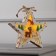 Фигура дерев. 'Звезда Олени', 19х19х4 см, AАA*2 (не в компл.), 5 LED, БЕЛЫЙ фото