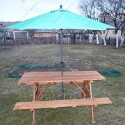 Дачная садовая деревянная мебель - стол с лавками фото