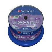 Диск DVD+R Verbatim 8.5Gb 8X CakeBox 50 шт MATT SILVER SURFACE (43758) фото