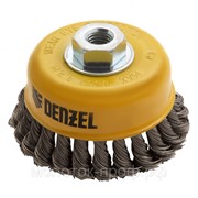 Щетка для УШМ, 100 мм, “Чашка“, крученая нержавеющая проволока 0.5 мм, М14 Denzel фото