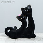 Копилка “Кошки Сладкая Пара“, покрытие флок, чёрная, 21 см фото