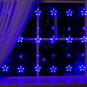 Гирлянда 'Бахрома' 2.4 х 0.9 м с насадками 'Звёздочки', IP20, прозрачная нить, 186 LED, свечение синее, 8 фотография