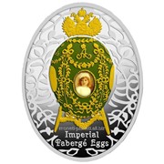 Яйца Фаберже. “Александровский дворец“ серебряная монета в футляре фото