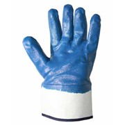 Перчатки трикотажные с нитриловым покрытием и жестким манжетом синие фотография