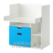 Столик для игр с 2 ящиками, белый, синий СТУВА фотография