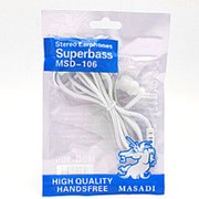 Внутриканальные наушникиSuperBass MSD-106 White фото
