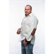 Льняная мужская рубашка мод.83-19 (белый, 58) фотография