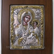 Икона Матерь Божья Тихвинская с позолотой в серебре фотография