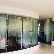 Перегородки алюминиевые, перегородки из стекла (закаленного, тонированного, триплекс) с алюминиевым каркасом фото