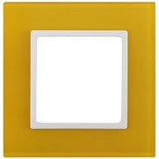 14-5101-21 ЭРА Рамка на 1 пост, стекло, Эра Elegance, жёлтый+белый, ЭРА, 14-5101-21, Б0034476 фотография