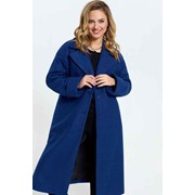 Классическое драповое пальто темно-синее полушерстяное для полных и стройных T 246 р. 48-58 фото