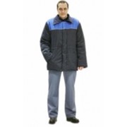 Куртка Бригадир длинная, мужская (п-но 100% х/б,вата) темно-синяя с васильковым и СОК фото