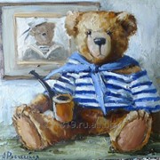 Тедди моряк, панно на керамике, А.Рябчевская, 15х15 фото
