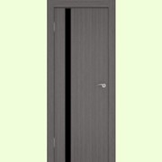 Межкомнатные двери Соло Серый дуб, черный триплекс фотография