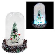 Сувенир новогодний KWELT Веселый снеговик, светящийся, в колбе 8 см, арт.К-07137 фотография