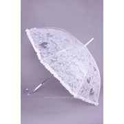 Зонтик от дождя №35, белый /с узором, d 100 см, дл. 90 см/ фото