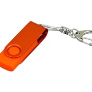 Флешка промо поворотный механизм, с однотонным металлическим клипом, 16 Гб, оранжевый фотография