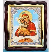 Икона Почаевская Божья матерь, в фигурном киоте, с багетом Храмовая, 43х50 фотография