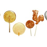 Золотистые и серебристые леденцы с логотипом