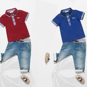 Одежда детская 2014 New arrive boy short-sleeve tshirt + jean 2pcs set children summer outfits, код 1604680650 фотография