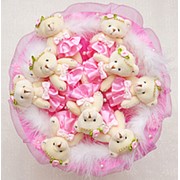 Букет из плюшевых мишек “Медвежата для любимой“, розовый фото