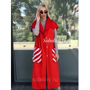 Жилет кашемировый с норкой, длина 130см фото