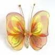 Бабочка декоративная для штор и тюлей маленькая желто-рыжая 12*9 см фото