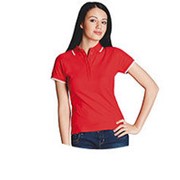 Женская рубашка-поло с цветной окантовкой фотография