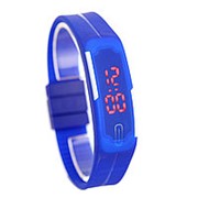 Спортивные силиконовые LED часы браслет синие фото