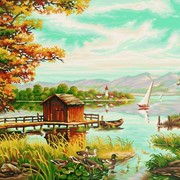 Раскраска по номерам На берегу озера фото