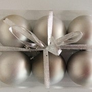 Набор елочных шаров “Серебряный бархат“, 6 шт, 8 см, серебряные матов., (MILAND) фотография