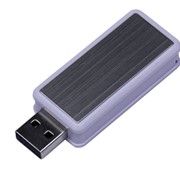 USB-флешка промо на 16 Гб прямоугольной формы, выдвижной механизм, белый фотография