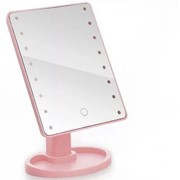 Косметическое зеркало с подсветкой компактное розовое фото