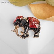 Брошь “Слон индийский“, цвет красно-серый в золоте фотография