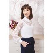 Блузка для девочки, артикул D074-105, цвет белый фотография