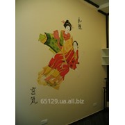Роспись стен в японском стиле, салон красоты фото