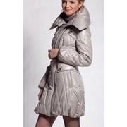 Женское утепленное пальто САБИНА серо-бежевый фото