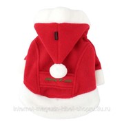 Куртка для собак с капюшоном новогодняя Santa, красная PUPPIA фото
