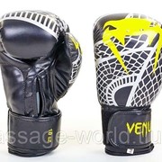 Перчатки боксерские FLEX на липучке VENUM SNAKER (р-р 4-10oz, черно-желтый) фото