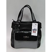 Черно-серая женская кожаная сумка фото