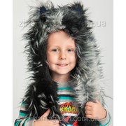 Детская волкошапка Черно-серый волк фото